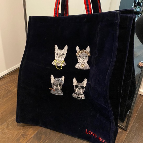 Club Monaco velvet tote shopping bag - Picture 2 of 2